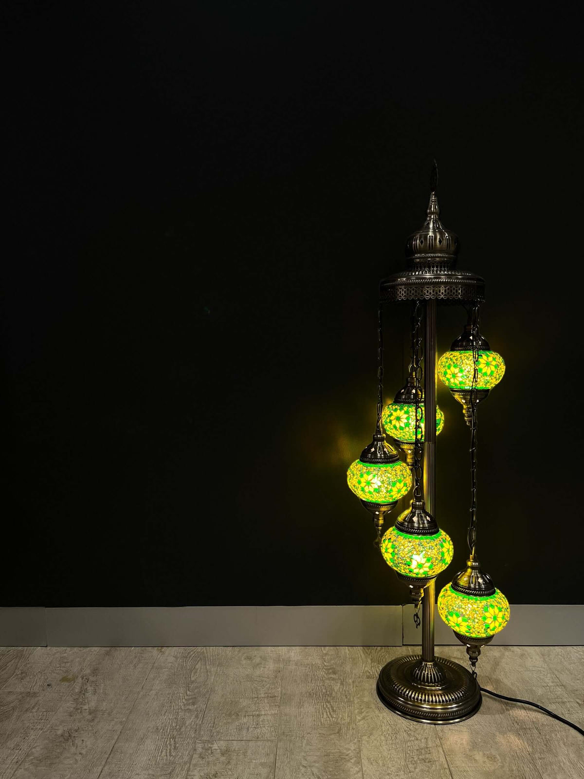 Turkish Mosaic Floor Lamp 5 Pieces Green Flower — original Bazaar G retail product photo