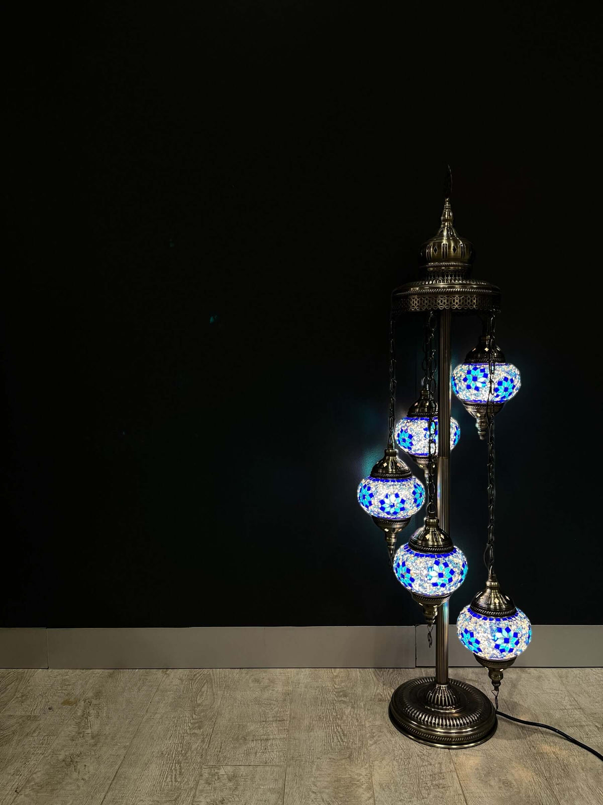 Turkish Mosaic Floor Lamp 5 Pieces Blue Flower — original Bazaar G retail product photo