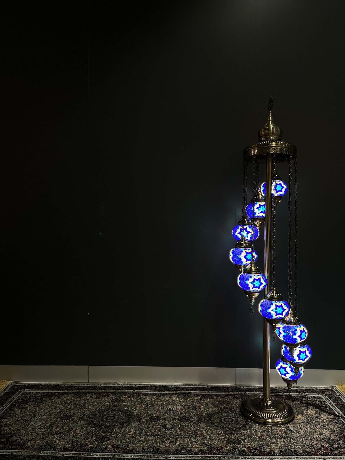 Turkish Mosaic Floor Lamps 9pc- Deep Blue Star — original Bazaar G retail product photo