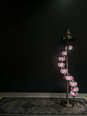 Turkish Mosaic Floor Lamps 9pc- Blue Red Flower — original Bazaar G retail product photo