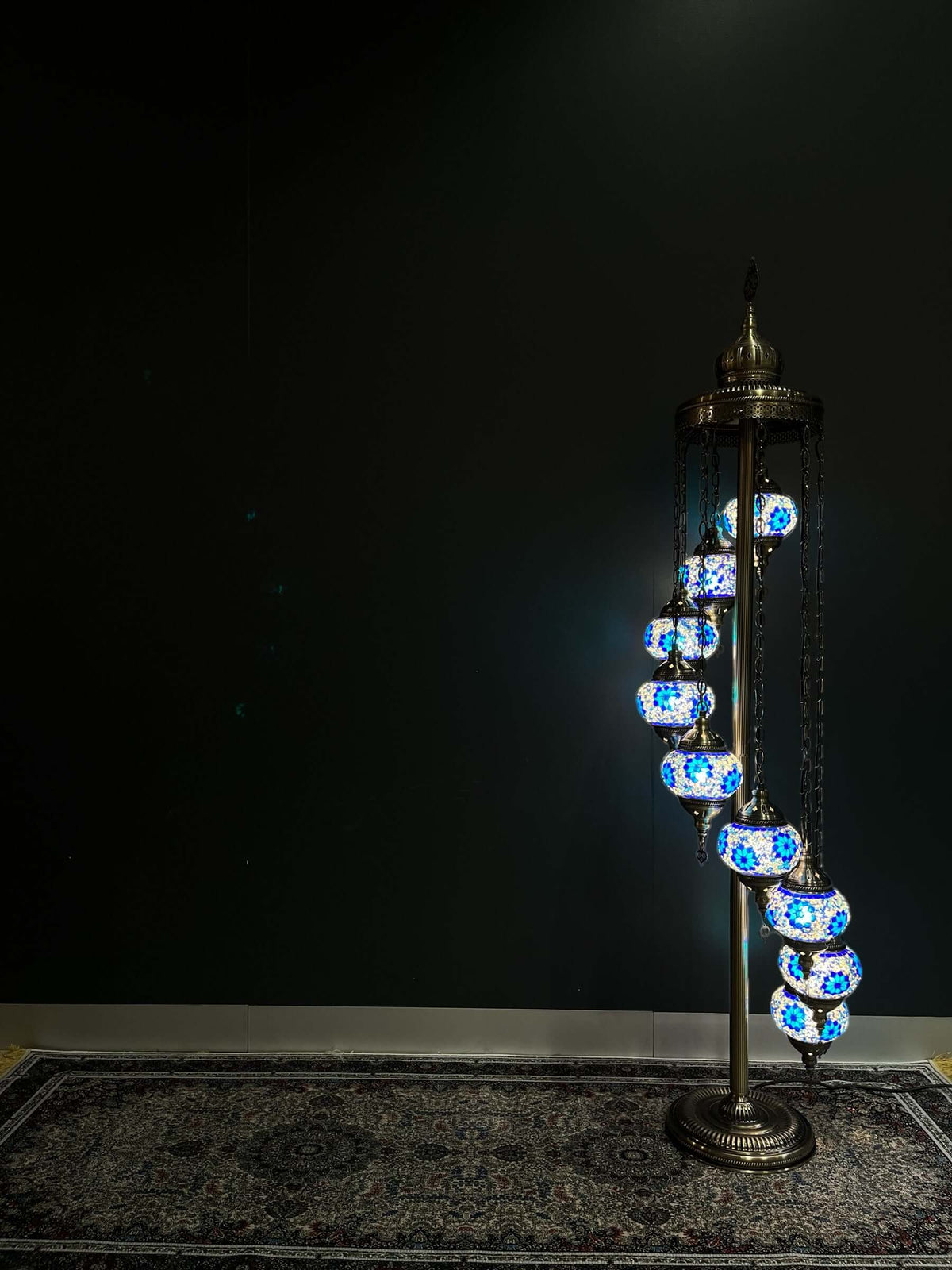 Turkish Mosaic Floor Lamps 9pc- Blue Flower — original Bazaar G retail product photo