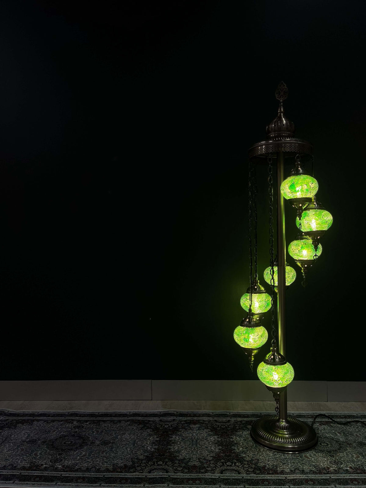 Turkish Mosaic Floor Lamp 7pc- Green Crackle — original Bazaar G retail product photo