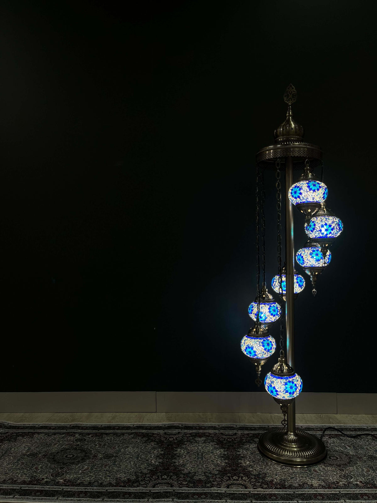 Turkish Mosaic Floor Lamp 7pc- Blue-Flower — original Bazaar G retail product photo
