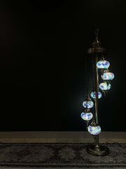Turkish Mosaic Floor Lamp 7pc- Blue-Crackle — original Bazaar G retail product photo