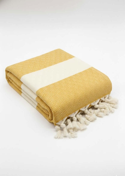 Turkish Cotton Towels- Diamond Mustard — original Bazaar G retail product photo