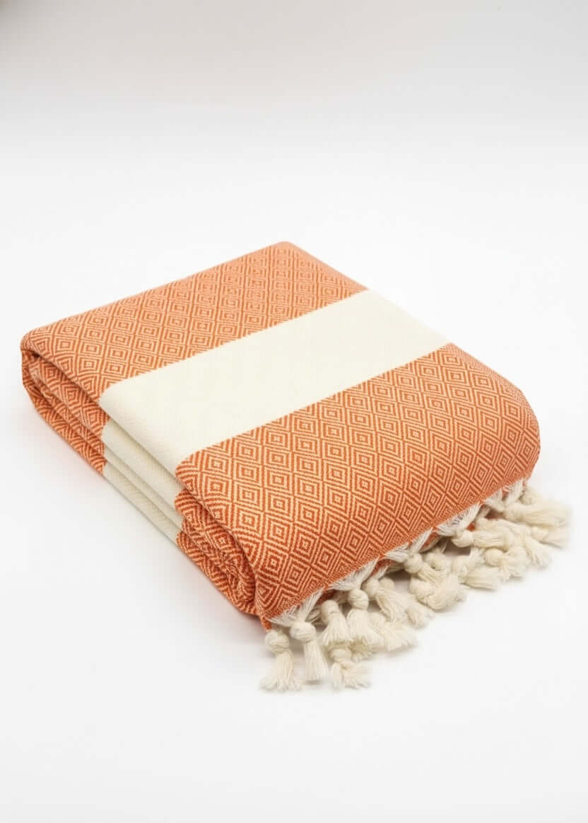 Turkish Cotton Towels- Diamond Orange — original Bazaar G retail product photo