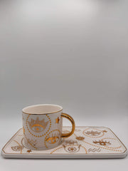 Golden Evil Eye Mug with Tray – Turkish Coffee & Tea Cup — original Bazaar G retail product photo
