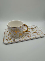 Golden Evil Eye Mug with Tray – Turkish Coffee & Tea Cup — original Bazaar G retail product photo