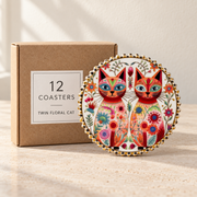 Twin Floral Cat wholesale box of 12 — one sample of the selected design shown with illustrative carton