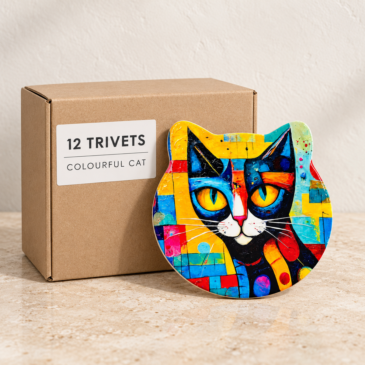 Colourful Cat wholesale box of 12 — one sample of the selected design shown