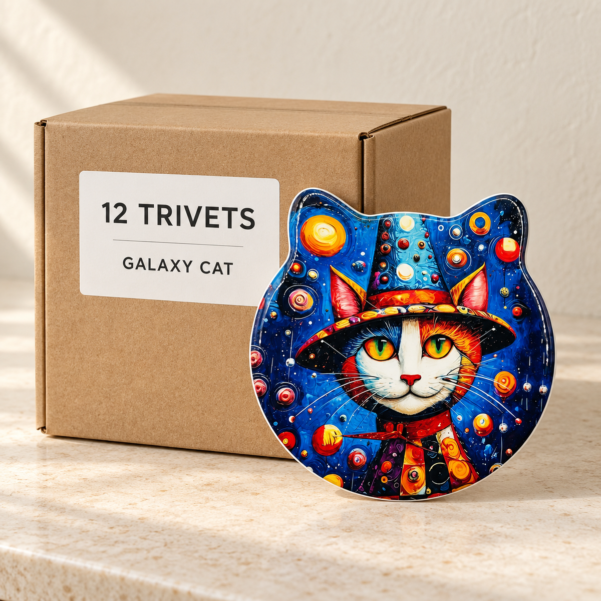 Galaxy Cat wholesale box of 12 — one sample of the selected design shown