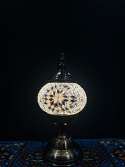 Original Bazaar G White Star mosaic table lamp — actual glass design reference
