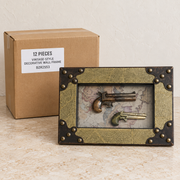 Vintage-Style Decorative Wall Frames — Box of 12 — 12 × Vintage-Style Decorative Wall Frame - BZR2553. Representative samples beside illustrative wholesale carton.