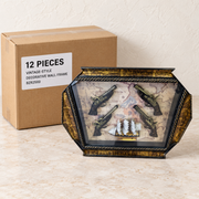Vintage-Style Decorative Wall Frames — Box of 12 — 12 × Vintage-Style Decorative Wall Frame - BZR2560. Representative samples beside illustrative wholesale carton.